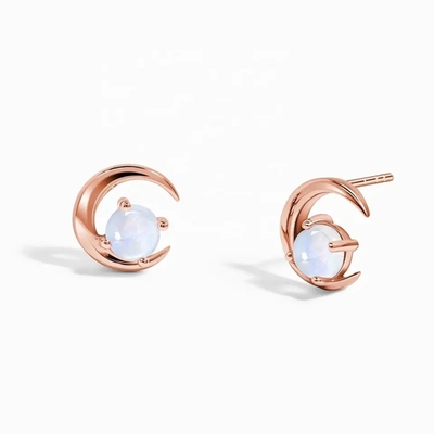 Chất Liệu Bạc 925 Tự Nhiên Đá Mặt Trăng Trang Sức Mặt Xanh Đá Mặt Trăng Đôi Hào Quang Bông Tai Đinh