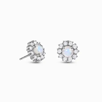Chất Liệu Bạc 925 Tự Nhiên Đá Mặt Trăng Trang Sức Mặt Xanh Đá Mặt Trăng Đôi Hào Quang Bông Tai Đinh
