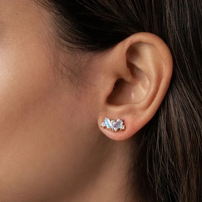 Vintage S925 Rose Gold Plated White Zircon Jewelry Bán buôn Moonstone Jewelry Fine Design Factory Bông tai