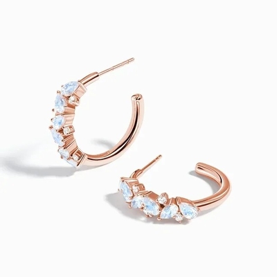 Vintage S925 Rose Gold Plated White Zircon Jewelry Bán buôn Moonstone Jewelry Fine Design Factory Bông tai