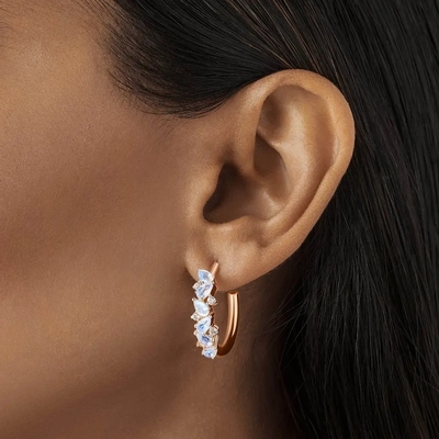 Vintage S925 Rose Gold Plated White Zircon Jewelry Bán buôn Moonstone Jewelry Fine Design Factory Bông tai