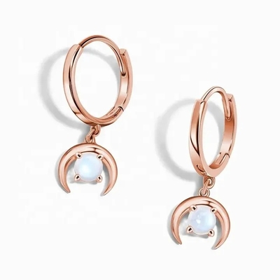 Trang sức Zircon trắng Bán buôn Trang sức Moonstone Bông tai thiết kế đẹp