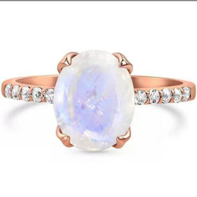 Chất Liệu Bạc 925 CZ Bán Buôn Trang Sức Đá Tự Nhiên Mặt Cầu Vồng Đá Mặt Trăng