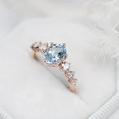 Nhẫn đính hôn Pear Moonstone Nhẫn bạc vàng 18k Trang sức đá quý tự nhiên