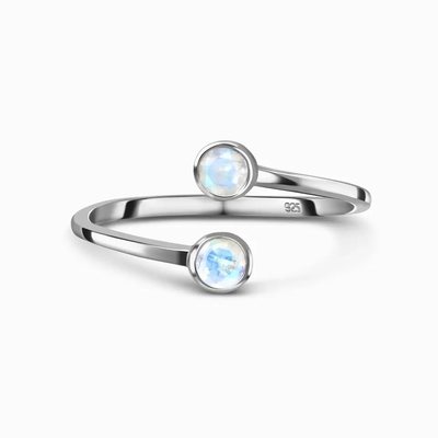 Đá Mặt Trăng Tự Nhiên Đá Quý Bạc 925 Kỷ Niệm Trang Sức Nhẫn Chính Hãng Quả Lê Cắt