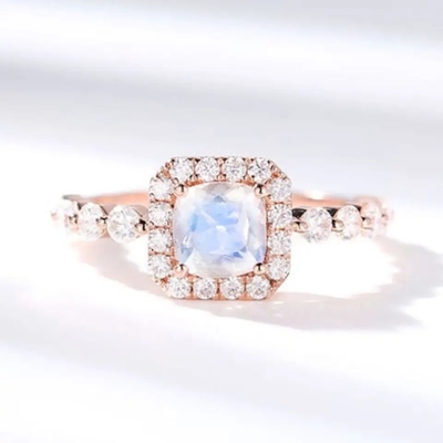 Nhẫn bạc 925 nguyên khối tuyệt đẹp, nhẫn đá quý mặt trăng cắt hình bầu dục dành cho nữ