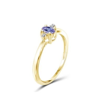 Trang sức nhẫn bạc 0,25 Carat Tanzanite 0,925 Sterling với điểm nhấn là viên kim cương trắng