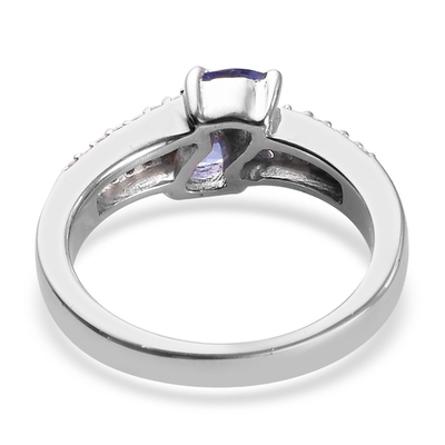 Trang sức nhẫn bạc 0,25 Carat Tanzanite 0,925 Sterling với điểm nhấn là viên kim cương trắng
