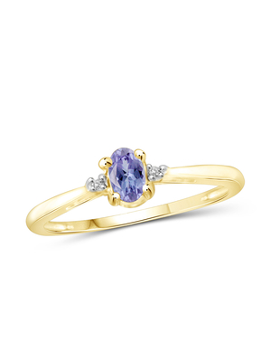Trang sức nhẫn bạc 0,25 Carat Tanzanite 0,925 Sterling với điểm nhấn là viên kim cương trắng