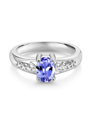 Tanzanite 0,25 carat với trang sức nhẫn bạc sterling có điểm nhấn là kim cương trắng