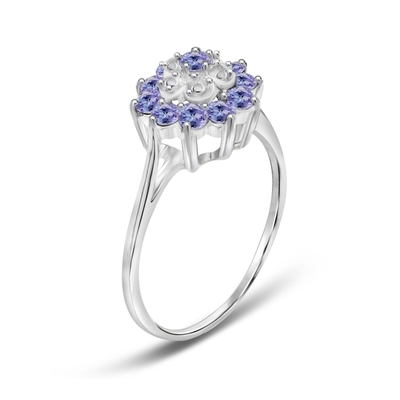 Ross-Simons 2,50 ct. t.w. Tanzanite và .20 ct. t.w. Nhẫn Zircon Trắng Bằng Bạc