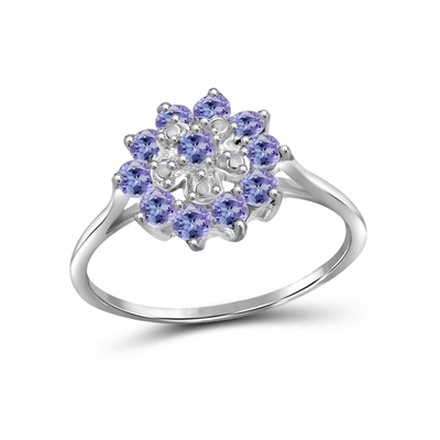 Branch Flower Design JewellersClub Nhẫn Tanzanite Trang sức nhẫn bạc với điểm nhấn kim cương trắng