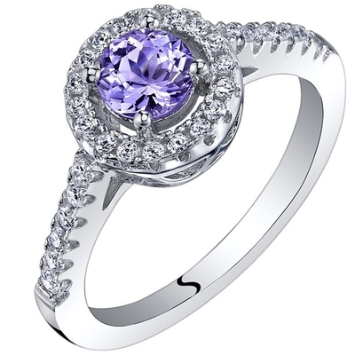 1ct Nhẫn Tanzanite Hình Bát Giác Bằng Bạc Sterling- Mạ Vàng Trắng 18K trên Bạc