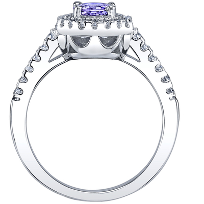 1ct Nhẫn Tanzanite Hình Bát Giác Bằng Bạc Sterling- Mạ Vàng Trắng 18K trên Bạc