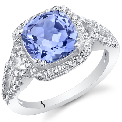1ct Nhẫn Tanzanite Hình Bát Giác Bằng Bạc Sterling- Mạ Vàng Trắng 18K trên Bạc