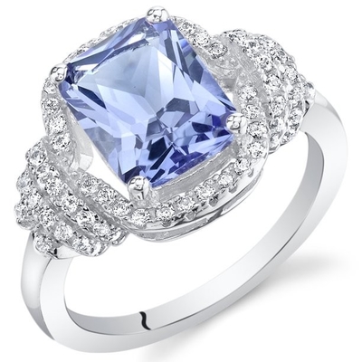 Câu lạc bộ kim hoàn 1/4 Carat T.G.W. Nhẫn bạc tazanite và kim cương trắng