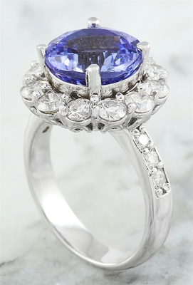 Câu lạc bộ kim hoàn 1/4 Carat T.G.W. Nhẫn bạc tazanite và kim cương trắng