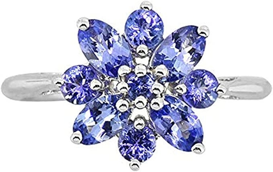 Tanzanite 0,25 carat với trang sức nhẫn bạc sterling có điểm nhấn là kim cương trắng