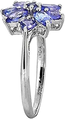Tanzanite 0,25 carat với trang sức nhẫn bạc sterling có điểm nhấn là kim cương trắng