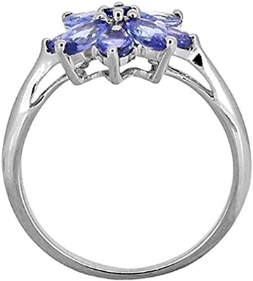 Tanzanite 0,25 carat với trang sức nhẫn bạc sterling có điểm nhấn là kim cương trắng