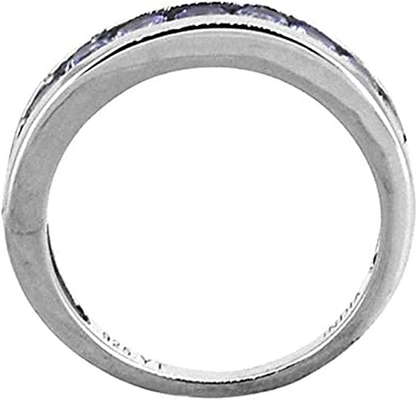Nhẫn kim cương và đá tanzanite xanh tự nhiên 0,5 CTW Vàng trắng nguyên khối 18K