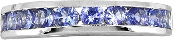 Nhẫn kim cương và đá tanzanite xanh tự nhiên 0,5 CTW Vàng trắng nguyên khối 18K
