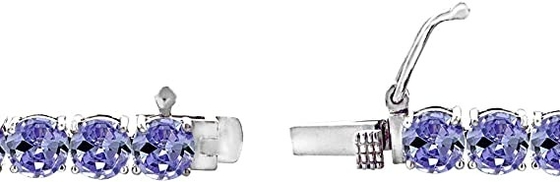 24.70 CTW Vòng tay kim cương và đá Tanzanite tự nhiên bằng vàng trắng nguyên khối 14K
