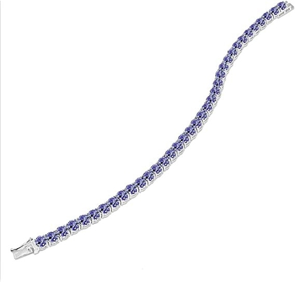 24.70 CTW Vòng tay kim cương và đá Tanzanite tự nhiên bằng vàng trắng nguyên khối 14K