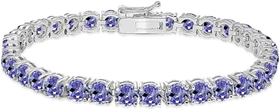 24.70 CTW Vòng tay kim cương và đá Tanzanite tự nhiên bằng vàng trắng nguyên khối 14K