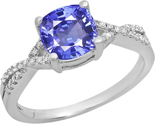 Nhẫn vàng 10K Marquise 1.68ct Tanzanite tự nhiên chính hãng với kim cương