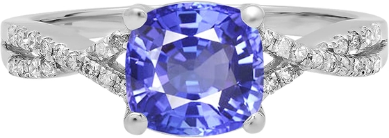 Tanzanite &amp; White Bộ hộp Sapphire được tạo ra trong phòng thí nghiệm Bạc sterling