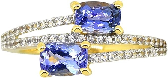 Nhẫn vàng 10K Marquise 1.68ct Tanzanite tự nhiên chính hãng với kim cương