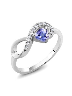 6.02 CTW Nhẫn kim cương và đá Tanzanite xanh tự nhiên Vàng trắng nguyên khối 18K