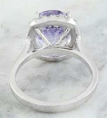 6.02 CTW Nhẫn kim cương và đá Tanzanite xanh tự nhiên Vàng trắng nguyên khối 18K