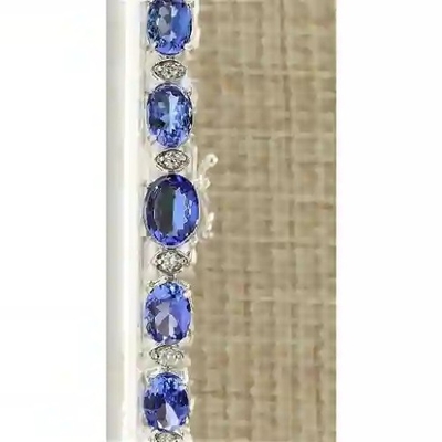 11.80 CTW Vòng tay kim cương và đá Tanzanite tự nhiên bằng vàng trắng nguyên khối 14k