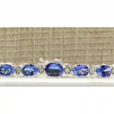 Vòng tay tennis Finecraft 16 Cttw Đá Topaz trắng tự nhiên Cttw Bạc sterling