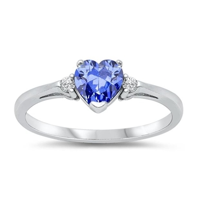 Carat Tanzanite Trang sức nhẫn bạc 0,925 Sterling với điểm nhấn kim cương trắng