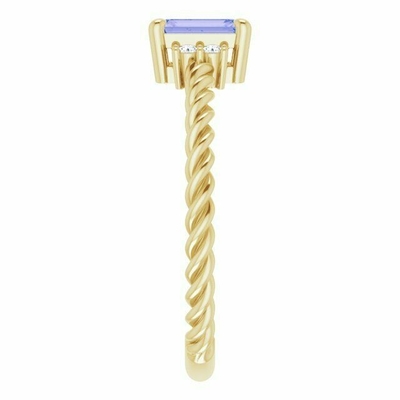 Nhẫn đính hôn dây kim cương Tanzanite 0.06CTW bằng vàng hồng 14K