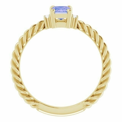 Nhẫn đính hôn dây kim cương Tanzanite 0.06CTW bằng vàng hồng 14K