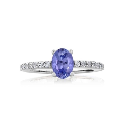 Câu lạc bộ thợ kim hoàn Nhẫn Tanzanite Đồ trang sức đá sinh với kim cương trắng