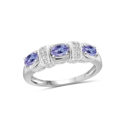 Với Nhẫn đính hôn Rhodium Tanzanite &amp; Diam.Bạc 925
