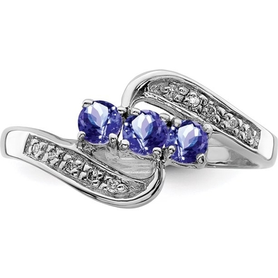 Với Nhẫn đính hôn Rhodium Tanzanite &amp; Diam.Bạc 925