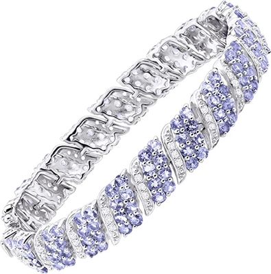 Vòng tay tennis Finecraft 16 Cttw Đá Topaz trắng tự nhiên Cttw Bạc sterling
