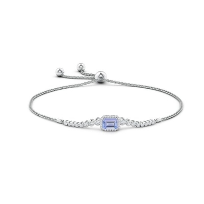 Vòng tay Tanzanite tự nhiên ANGARA có thể điều chỉnh cho Nữ Vàng trắng 14K