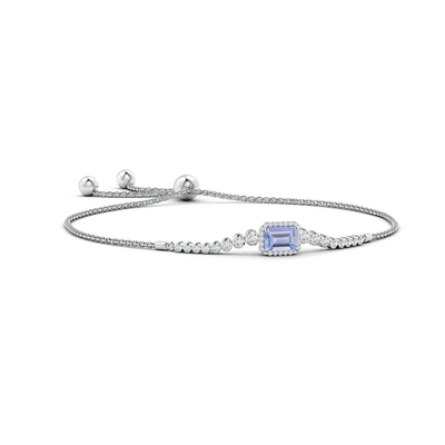 Vòng tay Tanzanite tự nhiên ANGARA có thể điều chỉnh cho Nữ Vàng trắng 14K