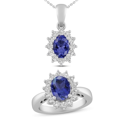 Vòng Cổ 3 Mảnh Đá Tanzanite Và Topaz Trắng Chính Hãng 3.12 Carat Bạc 925