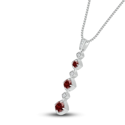 Vòng cổ Garnet tự nhiên 1/20 ct tw Kim cương bằng bạc 925