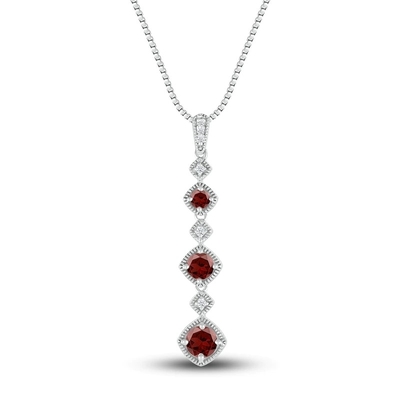 Vòng cổ Garnet tự nhiên 1/20 ct tw Kim cương bằng bạc 925