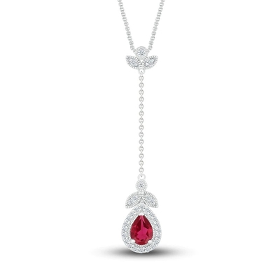 Vòng cổ Garnet tự nhiên 1/20 ct tw Kim cương bằng bạc 925