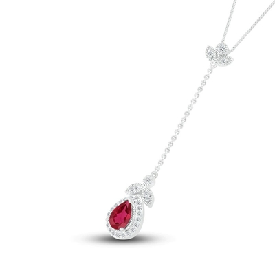 Vòng cổ Garnet tự nhiên 1/20 ct tw Kim cương bằng bạc 925